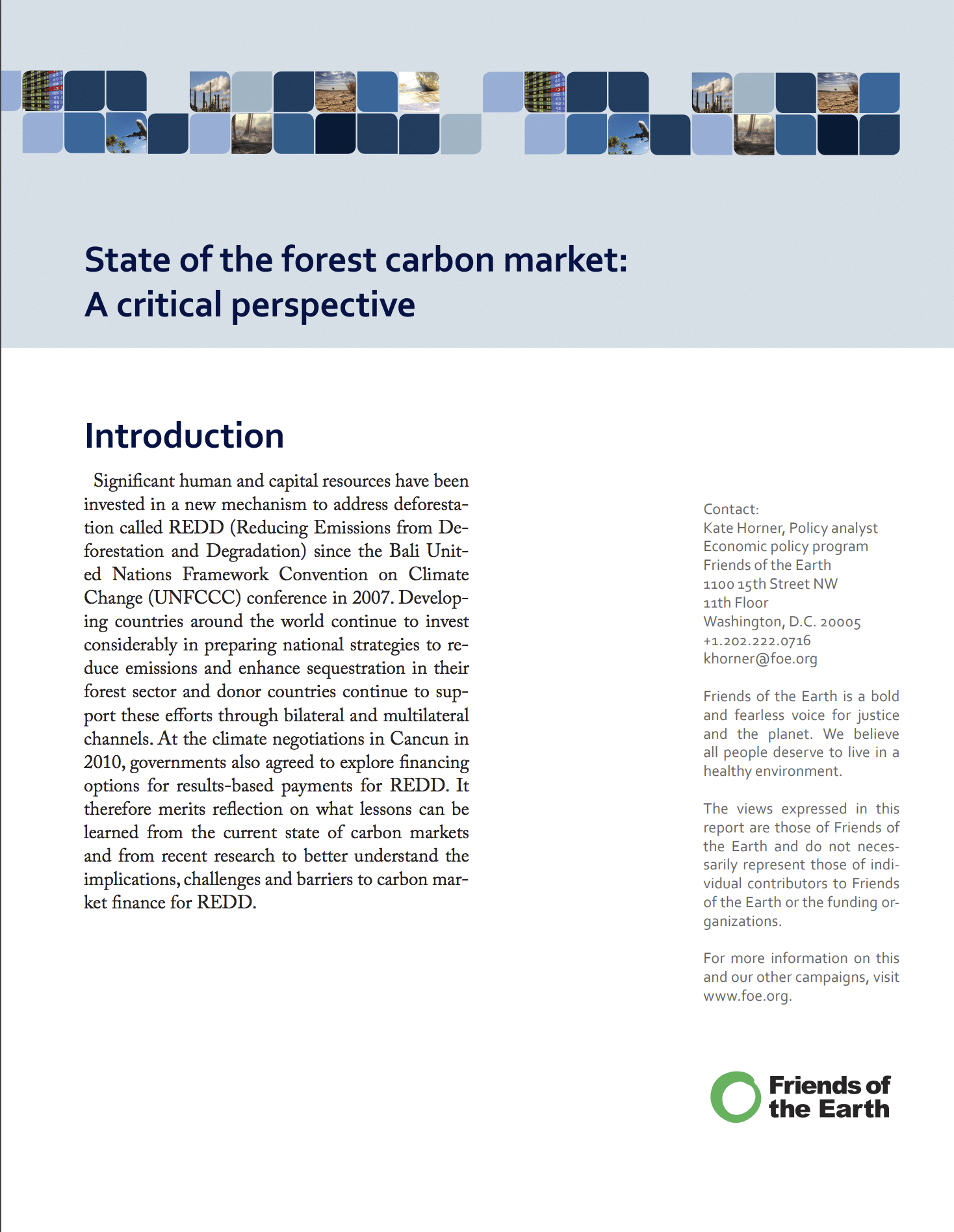 State the Forest Carbon Markets: A Critical Perspective