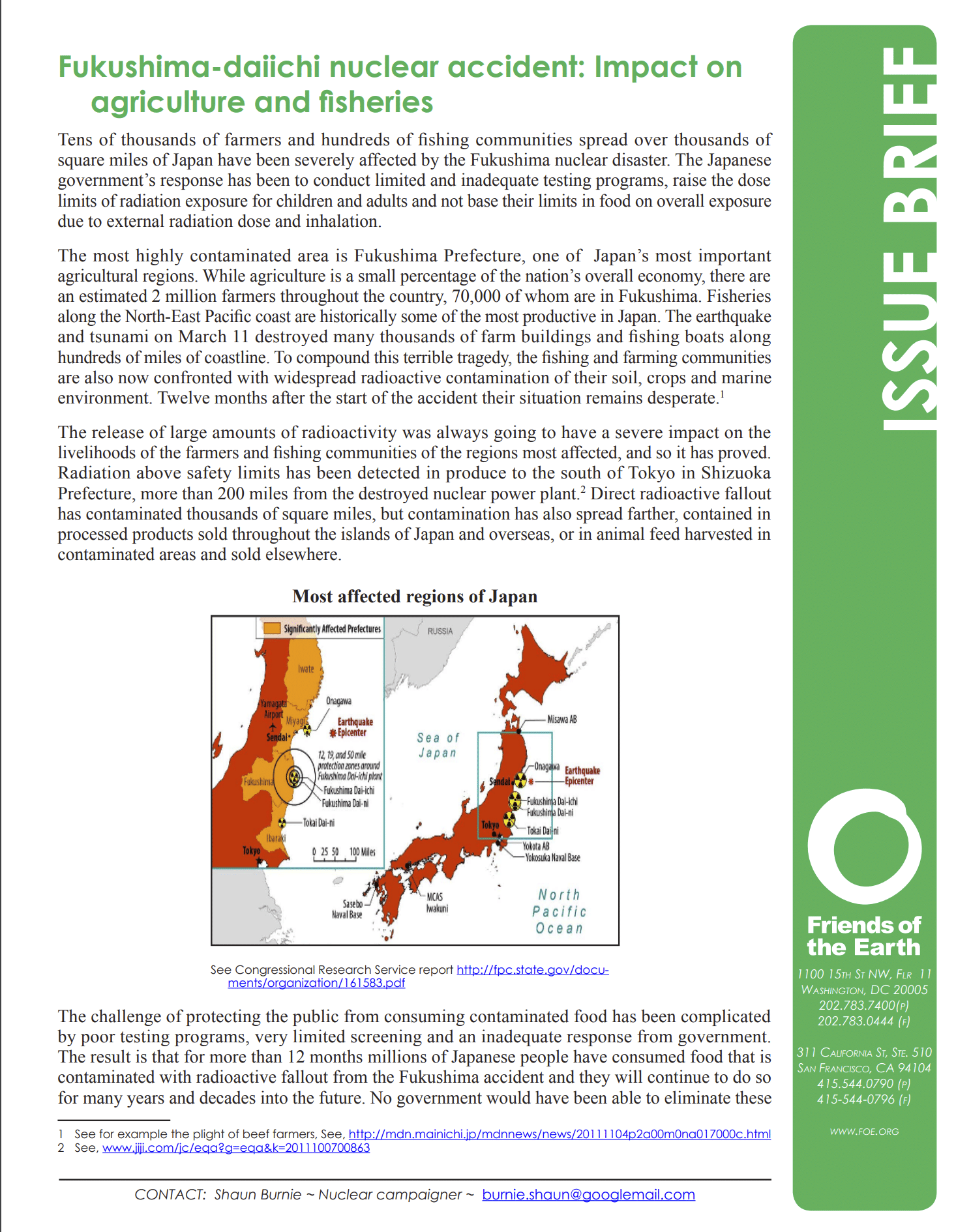 Fukushima: Impact on Agriculture and Fisheries