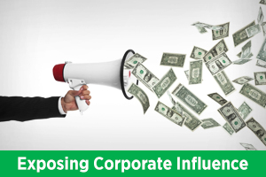 A megaphone with cash shooting out of it