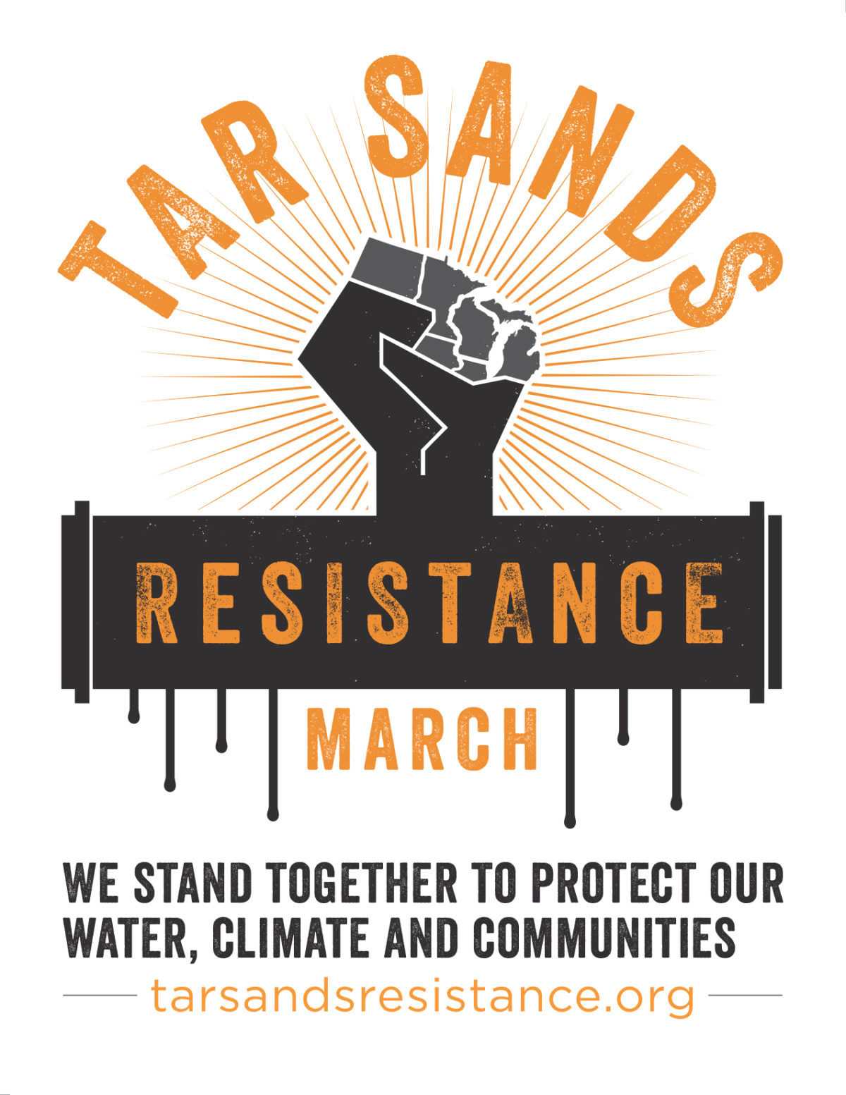 Text: Tar Sands Resistance March. Protect our water.