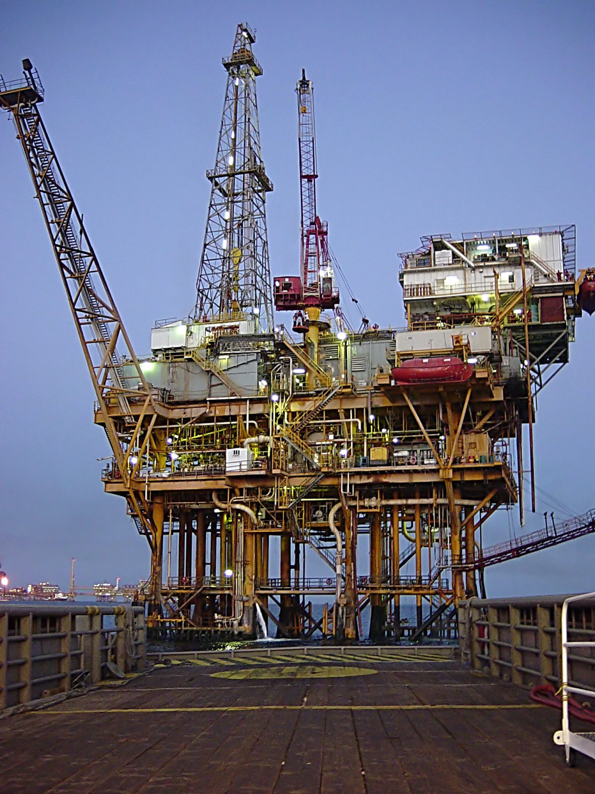 Close up shot of an offshore oil rig