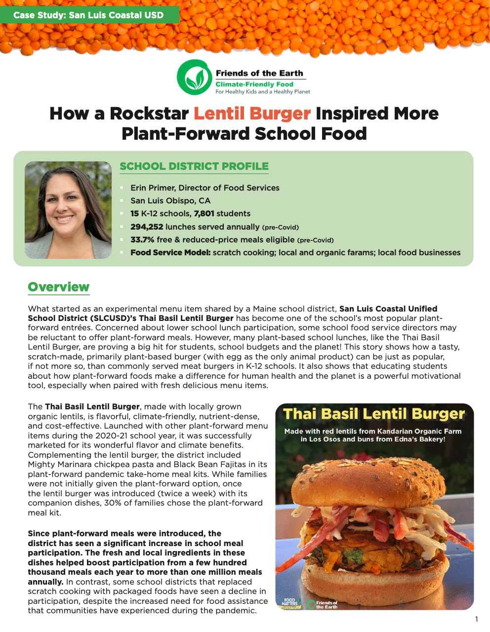 How a Rockstar Lentil Burger Inspired More Plant-Forward School Food