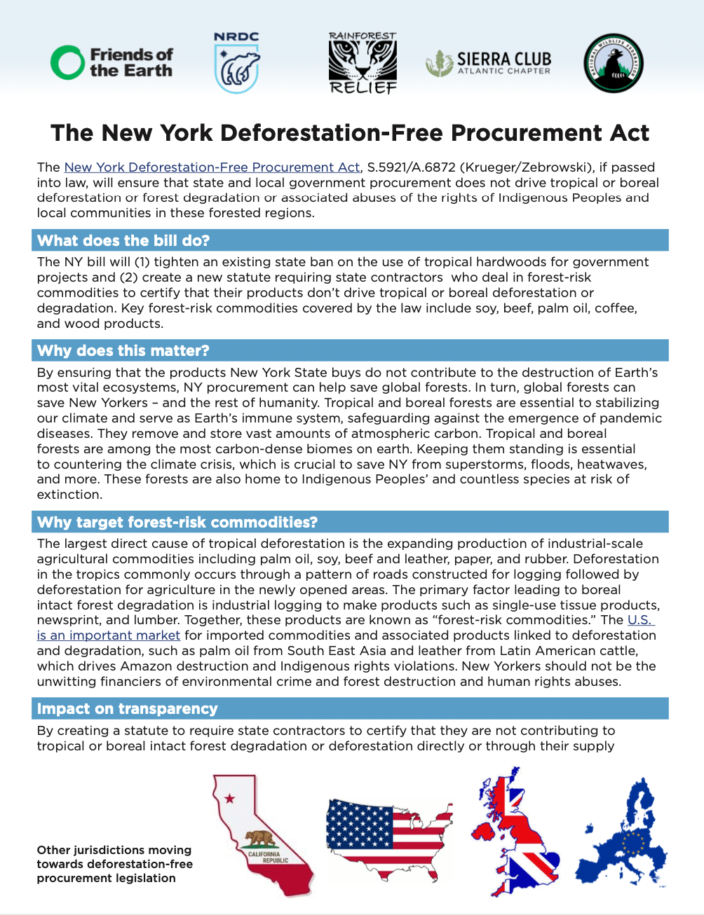 NY Deforestation-Free Procurement Act fact sheet