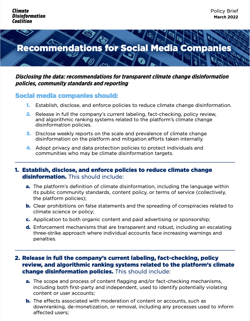 Recommendations for Social Media Companies