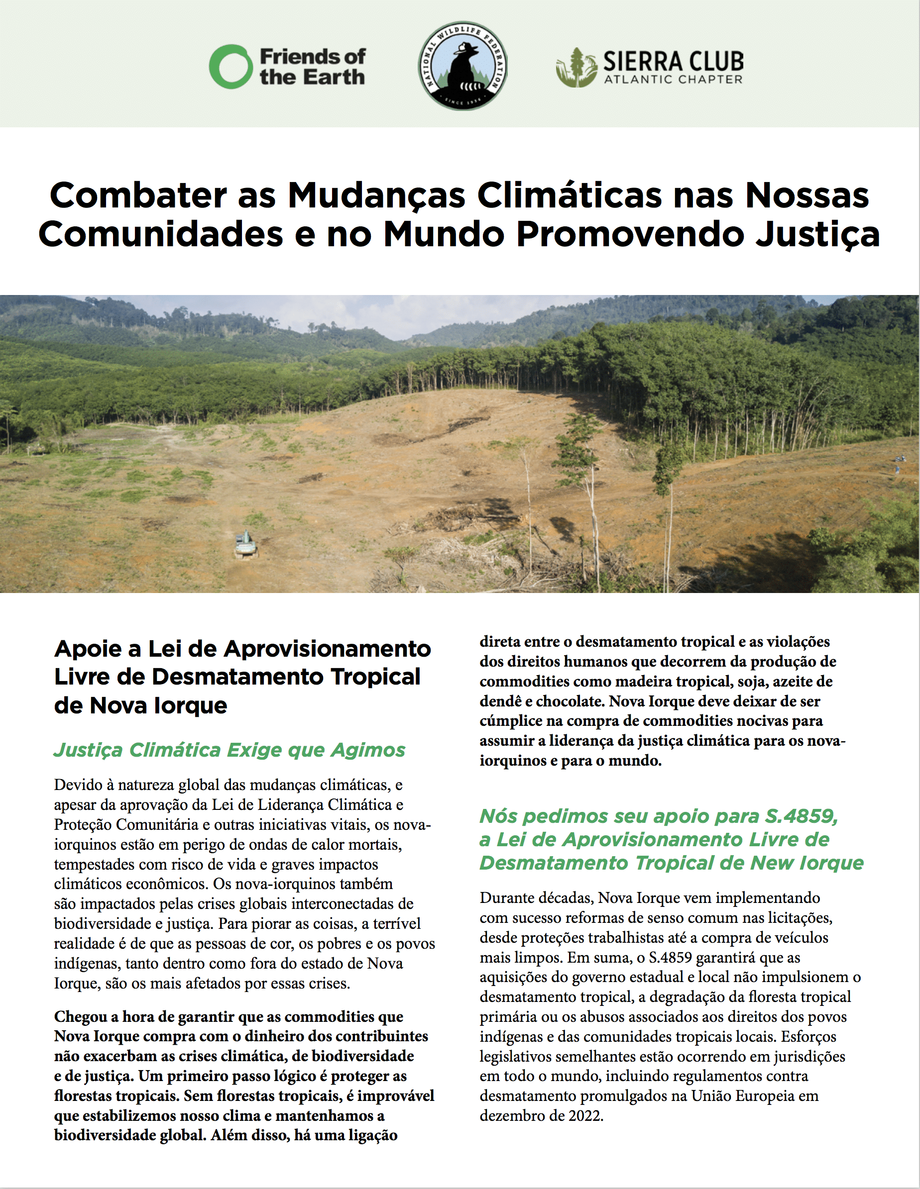 NY Tropical Deforestation-Free Procurement Act fact sheet (Portuguese)