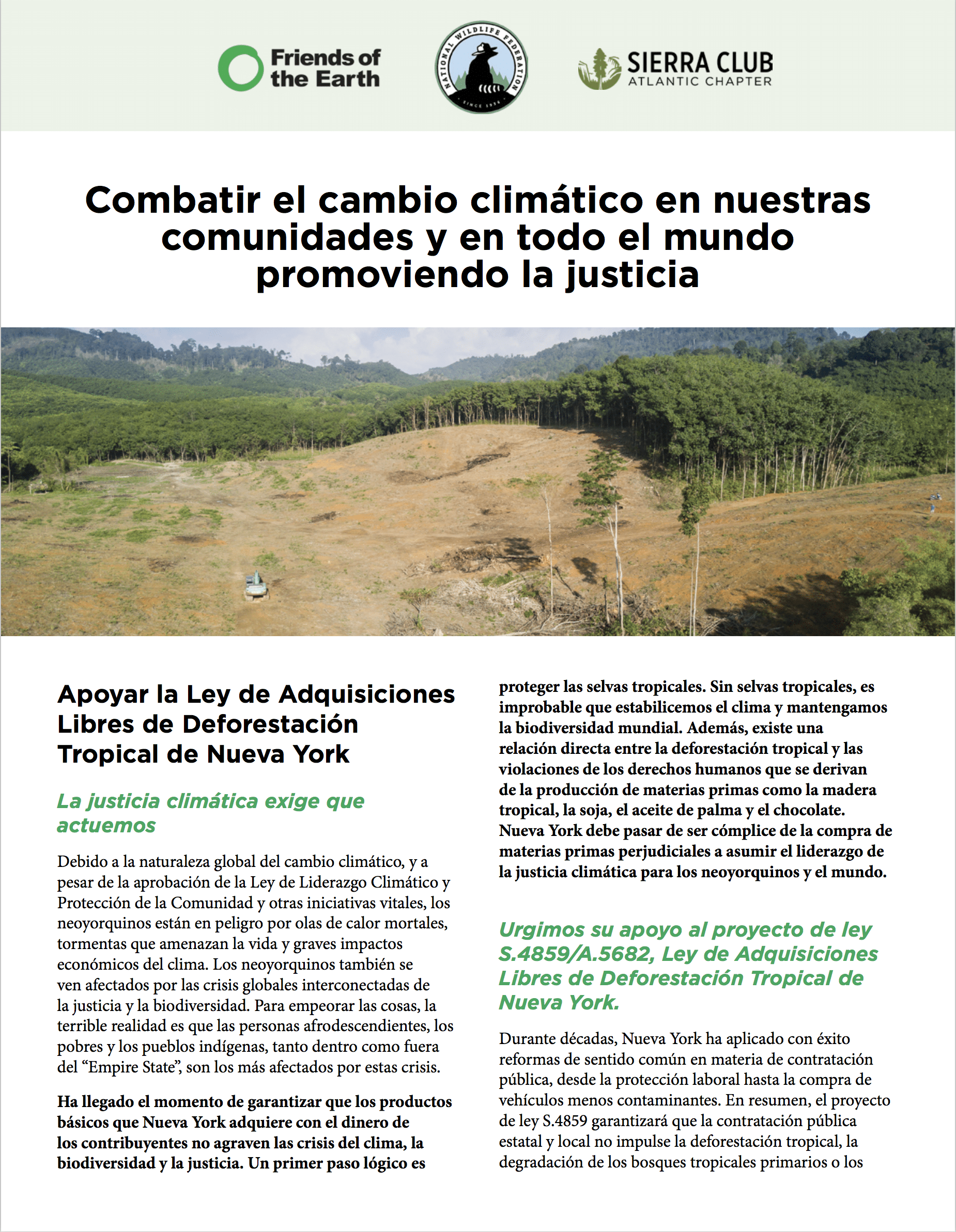 NY Tropical Deforestation-Free Procurement Act fact sheet (Spanish)