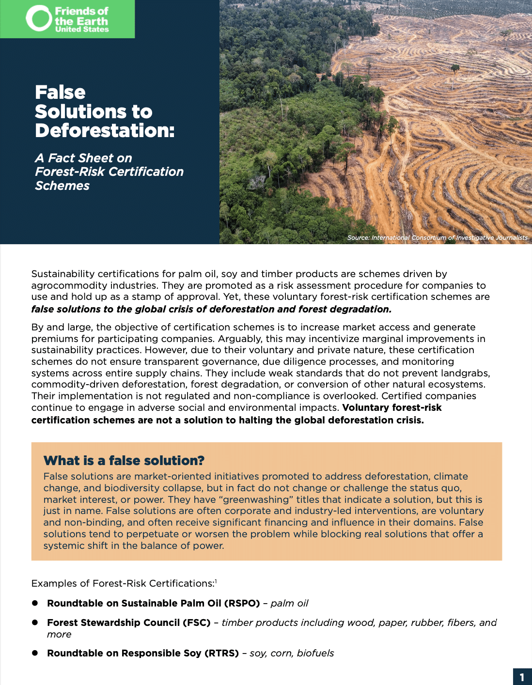 False Solutions to Deforestation