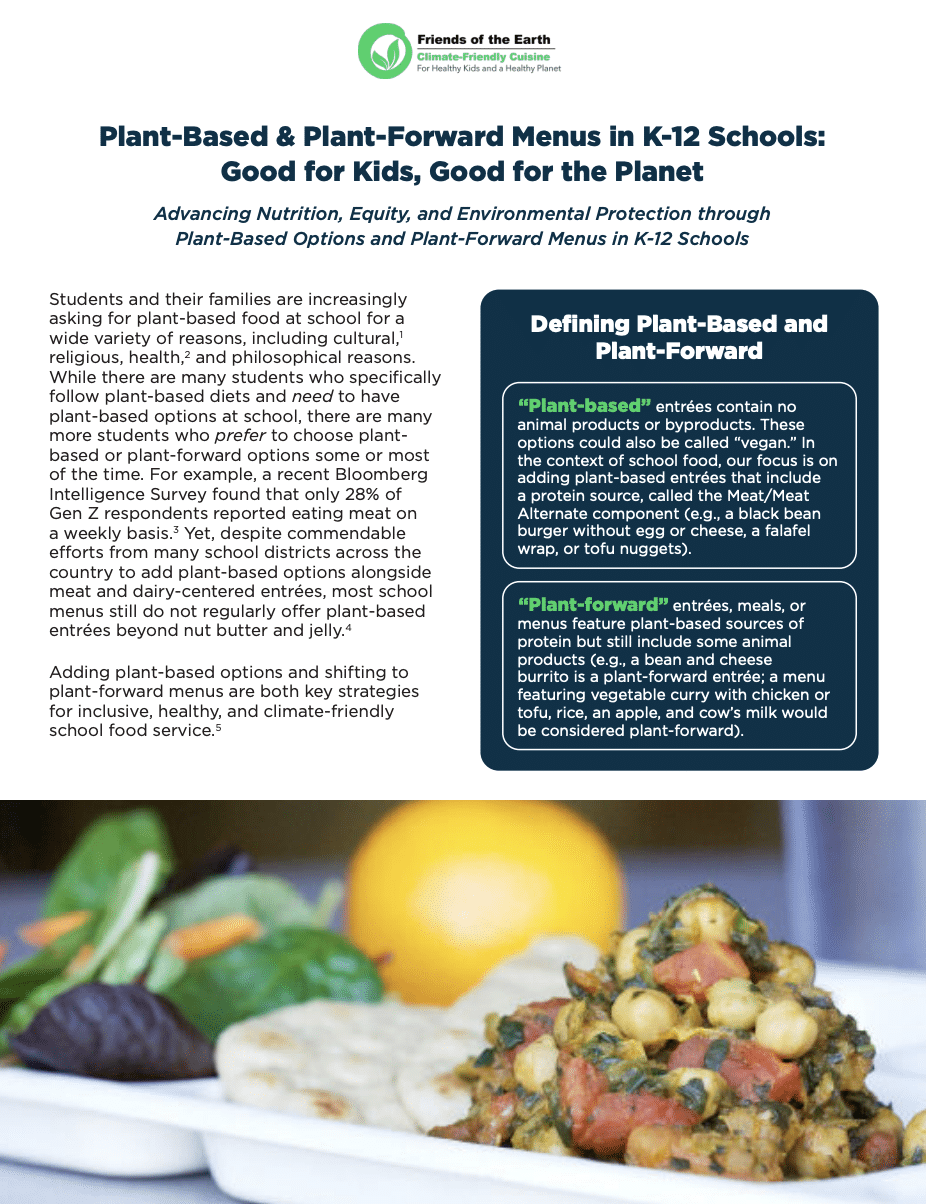Plant-Based & Plant-Forward Menus in K-12 Schools