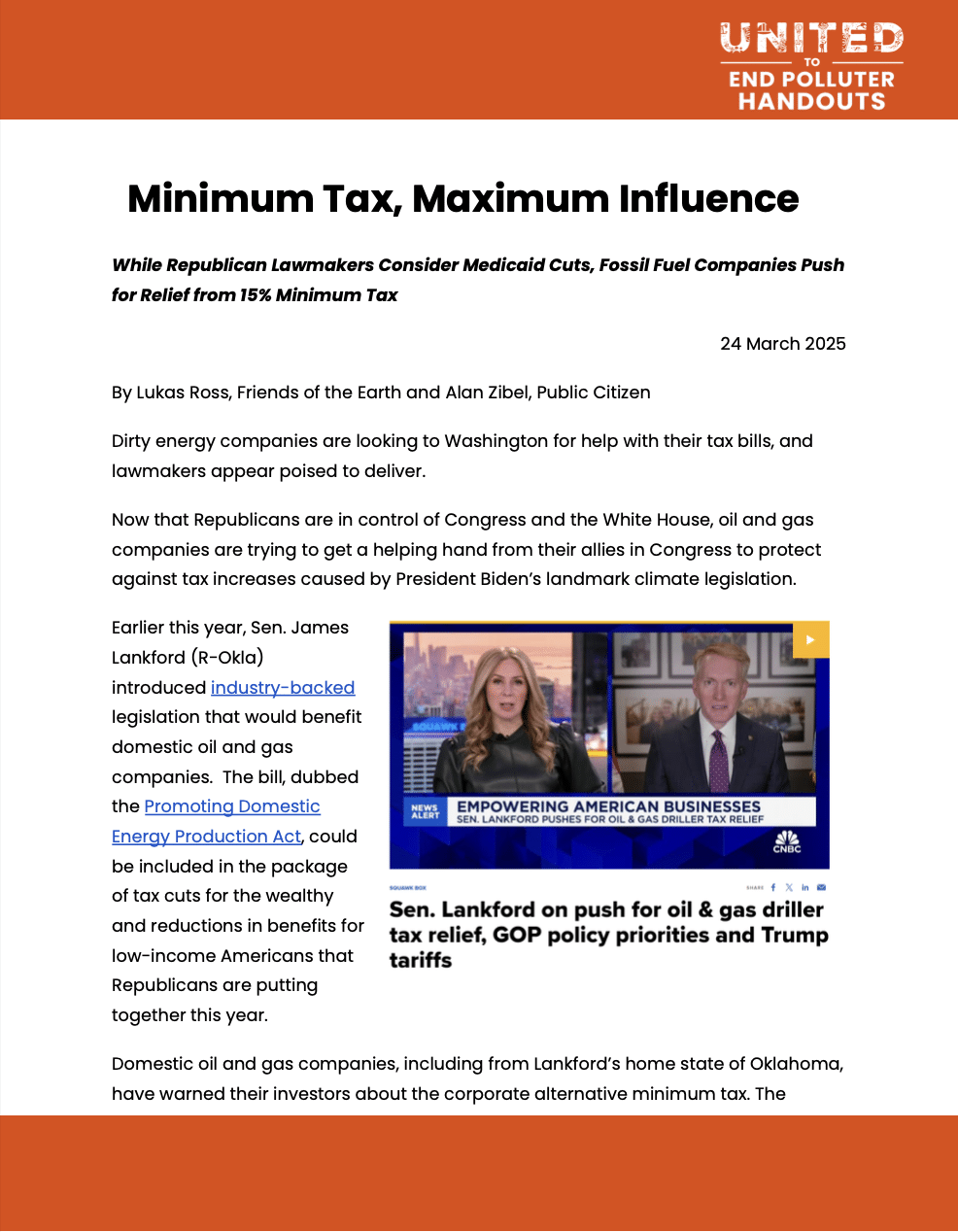 Minimum Tax, Maximum Influencer