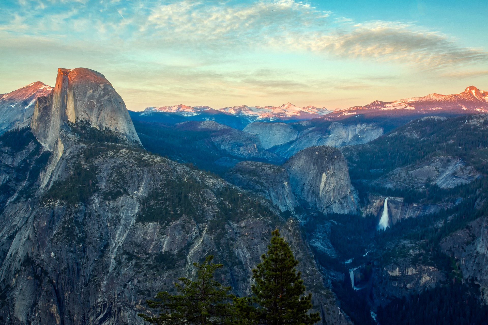 An overhead view of a mountain range at Yosemite National Park