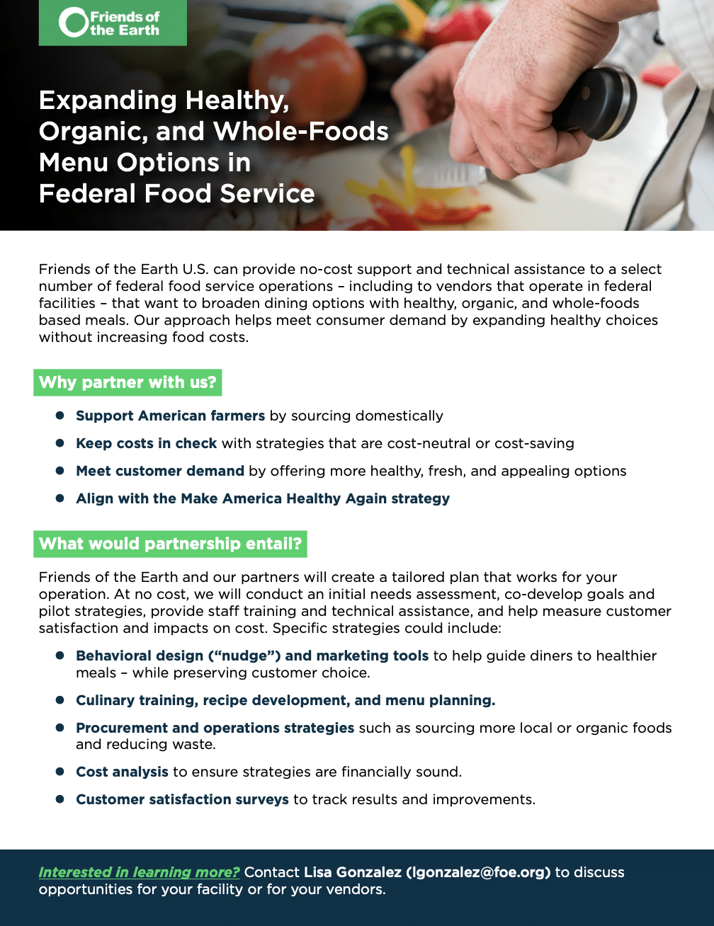 Expanding Healthy, Organic, and Whole-Foods Menu Options in Federal Food Service
