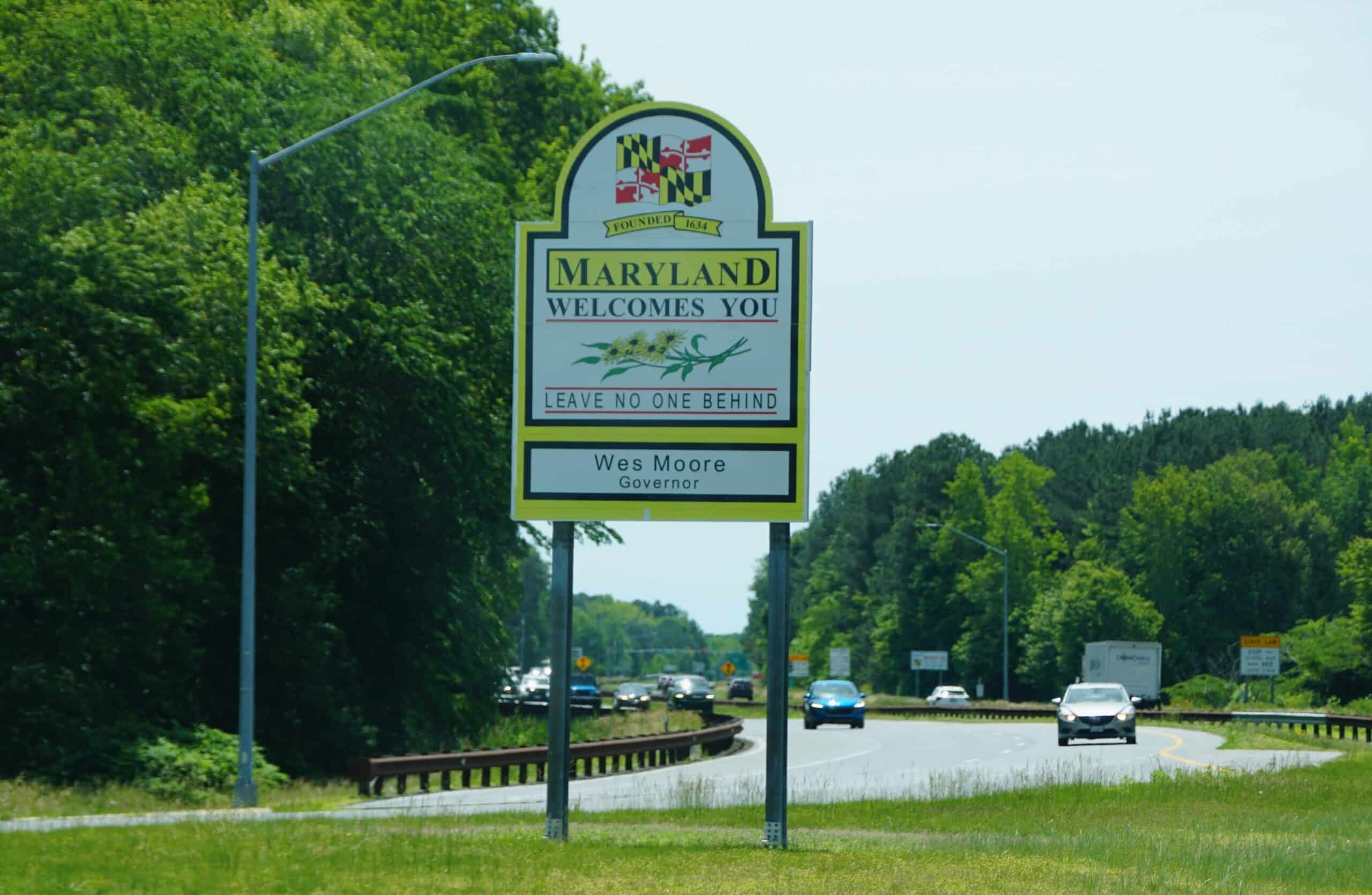 maryland welcome sign