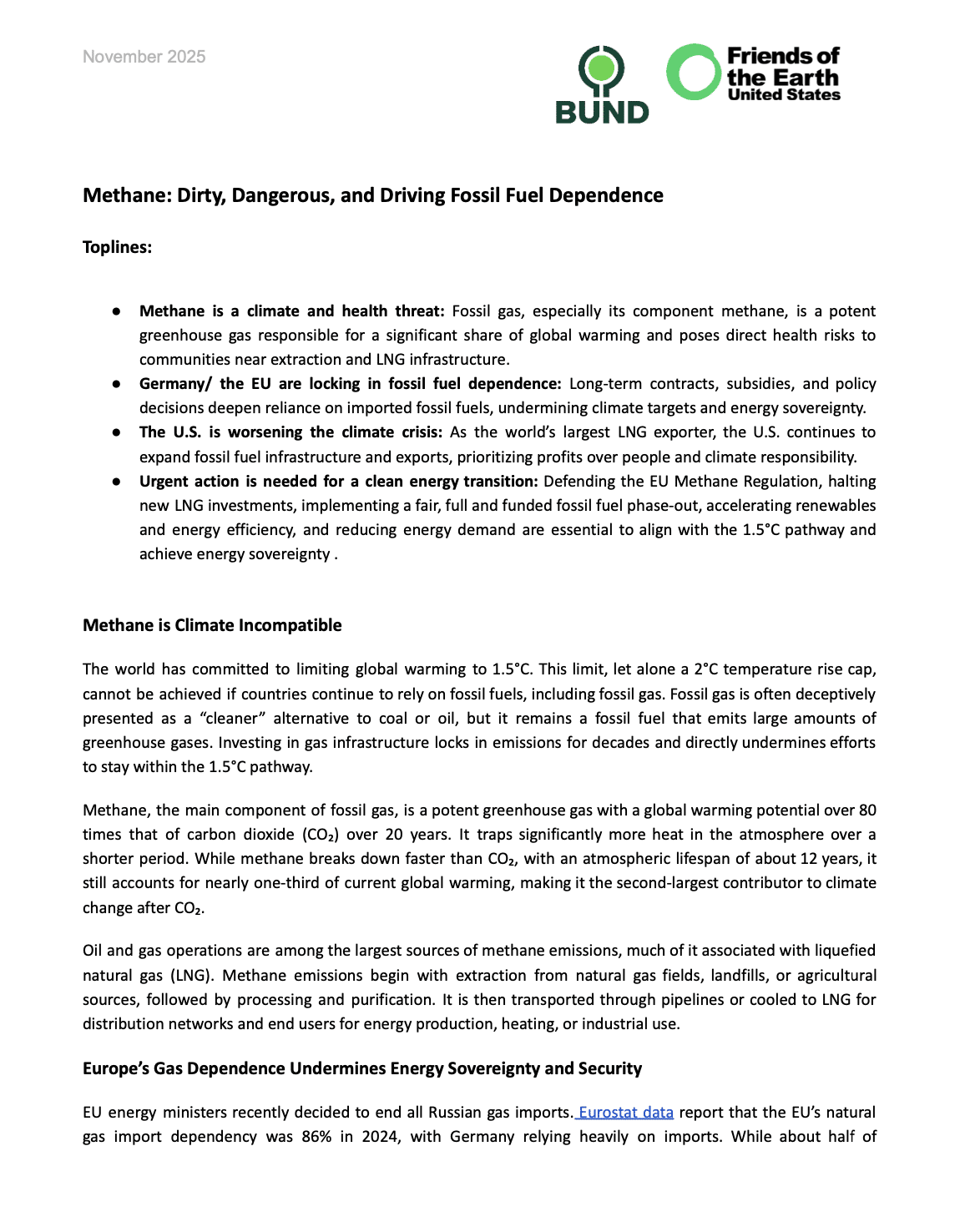 Contains text about methane, climate, and energy.