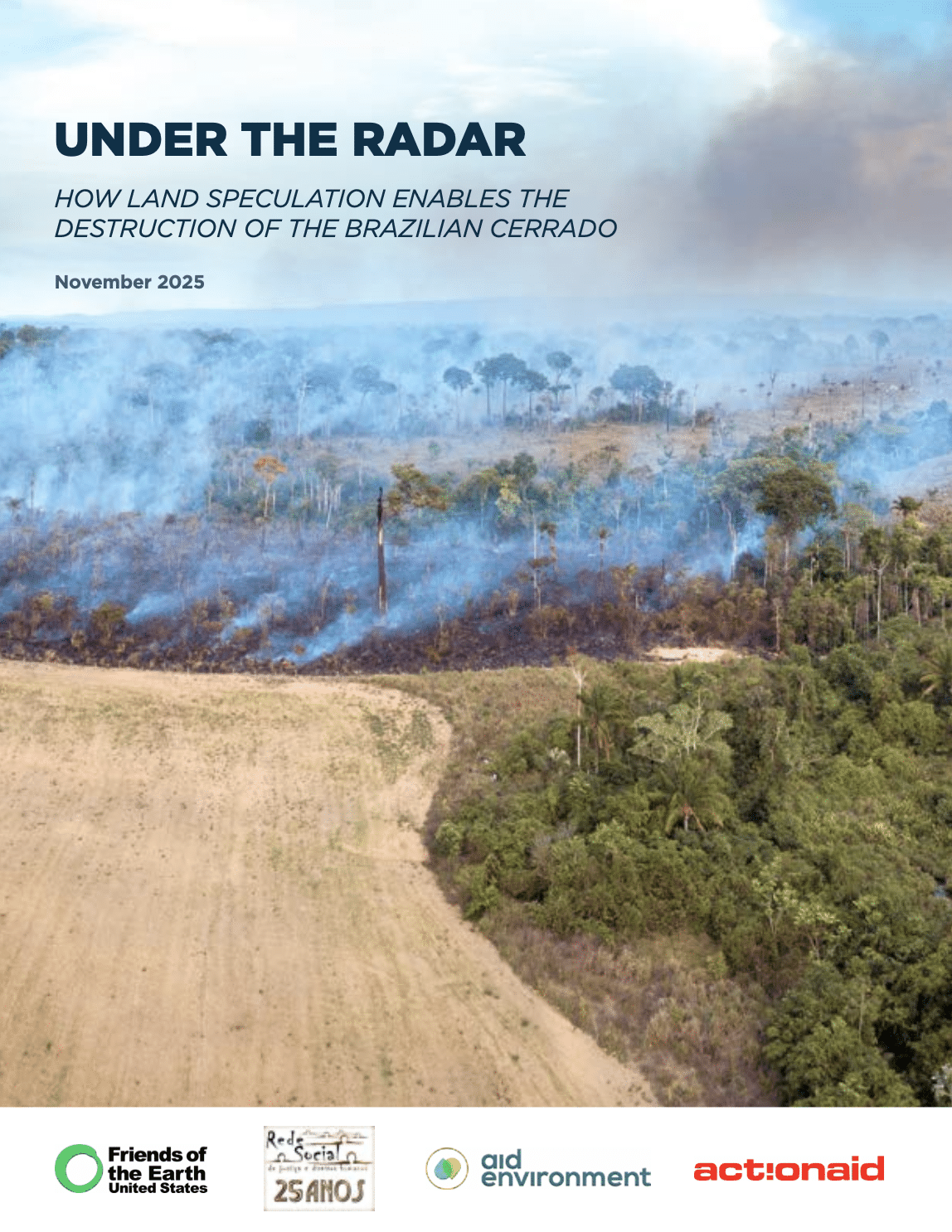 May contain smoke over a deforested area with trees.