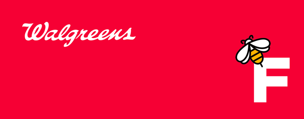 May contain the Walgreens logo and a bee with the letter F.
