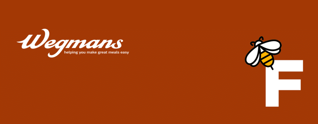 May contain Wegmans logo and a bee next to an F.