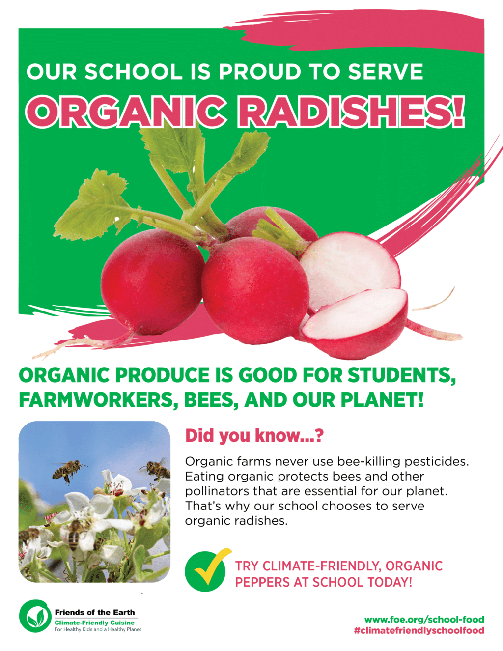 May contain radishes and bees on flowers.