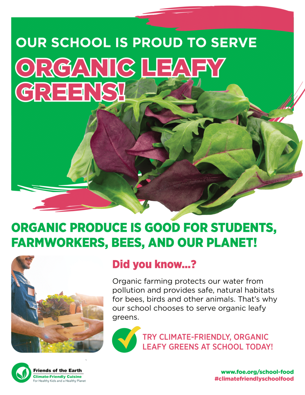 May contain a person holding a box of organic leafy greens and carrots.