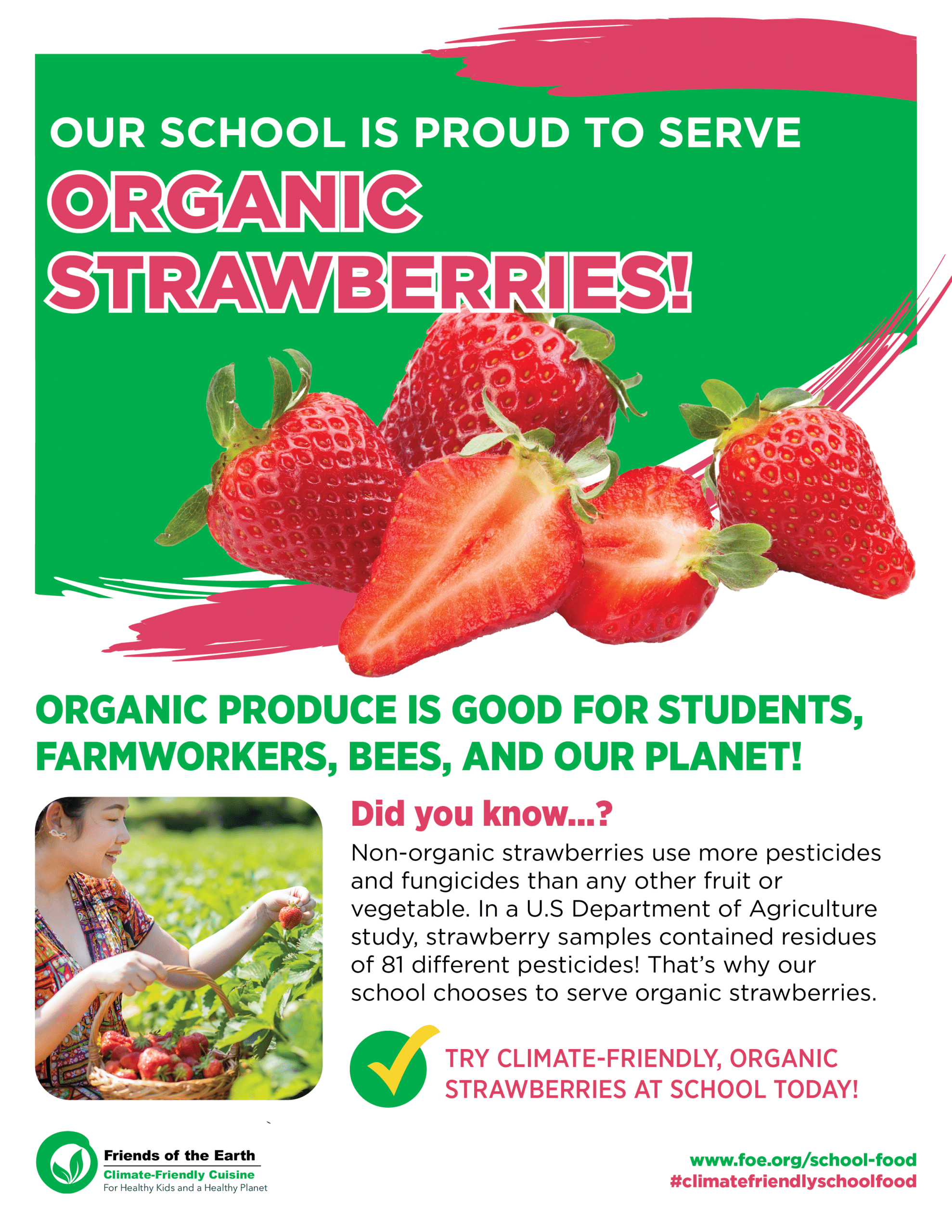 May contain a person picking strawberries into a basket.