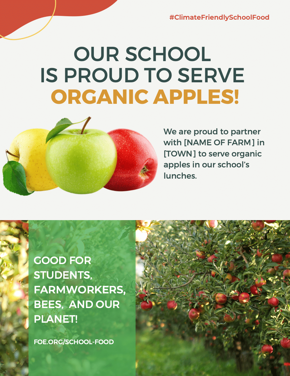 May contain three apples and text about organic apples.