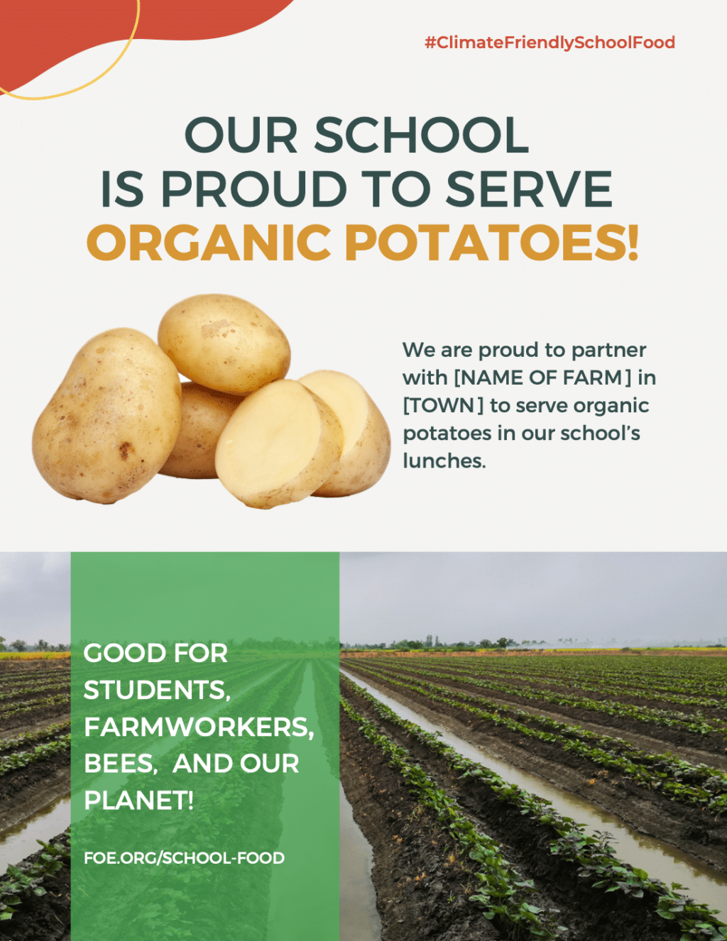 May contain four potatoes on a light background and a farm field.