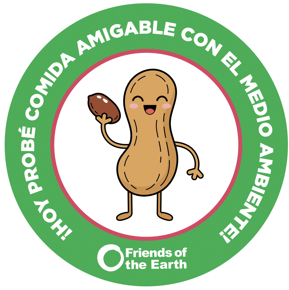 May contain a cartoon peanut character holding a peanut.