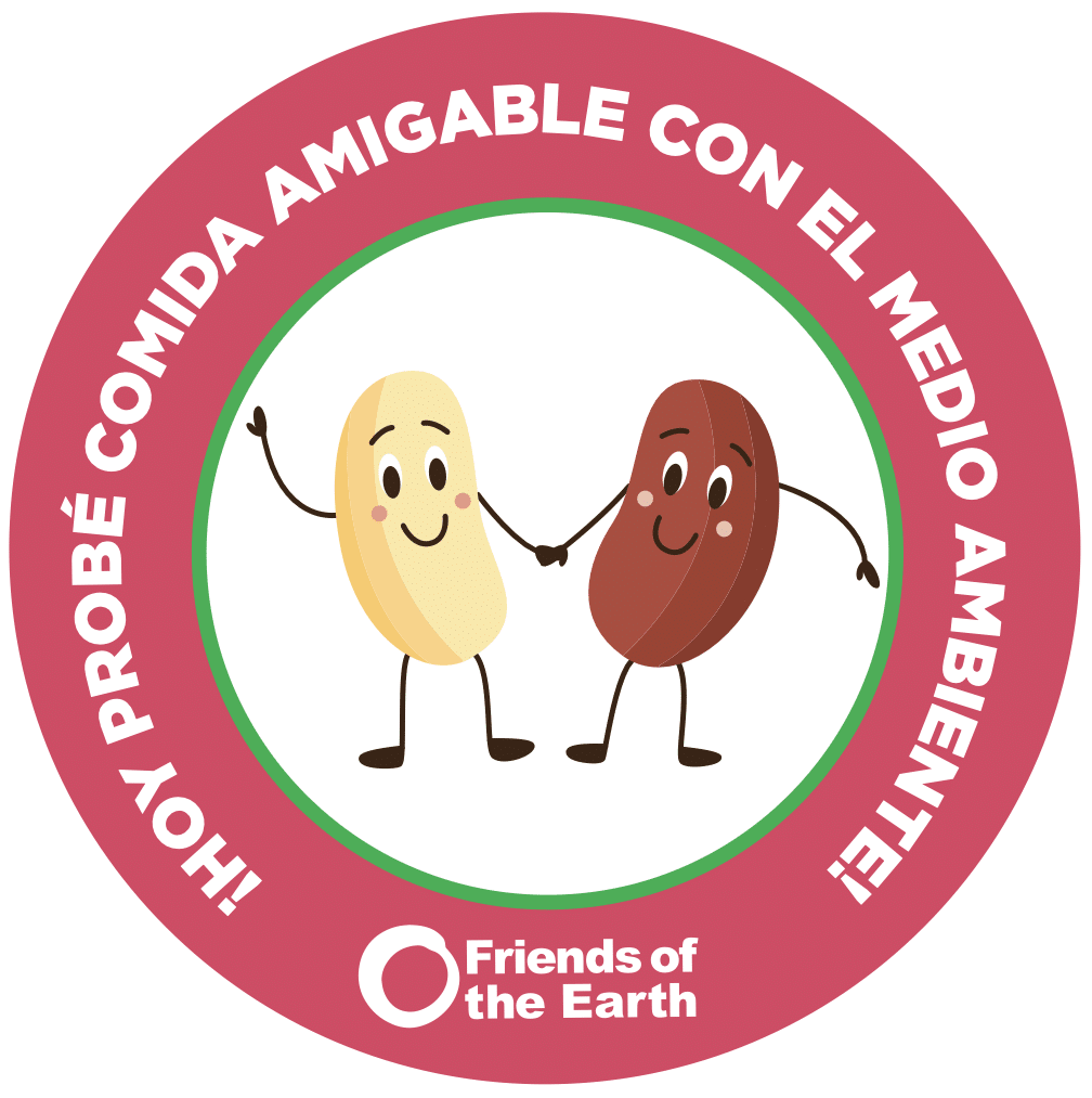 May contain two cartoon beans holding hands.