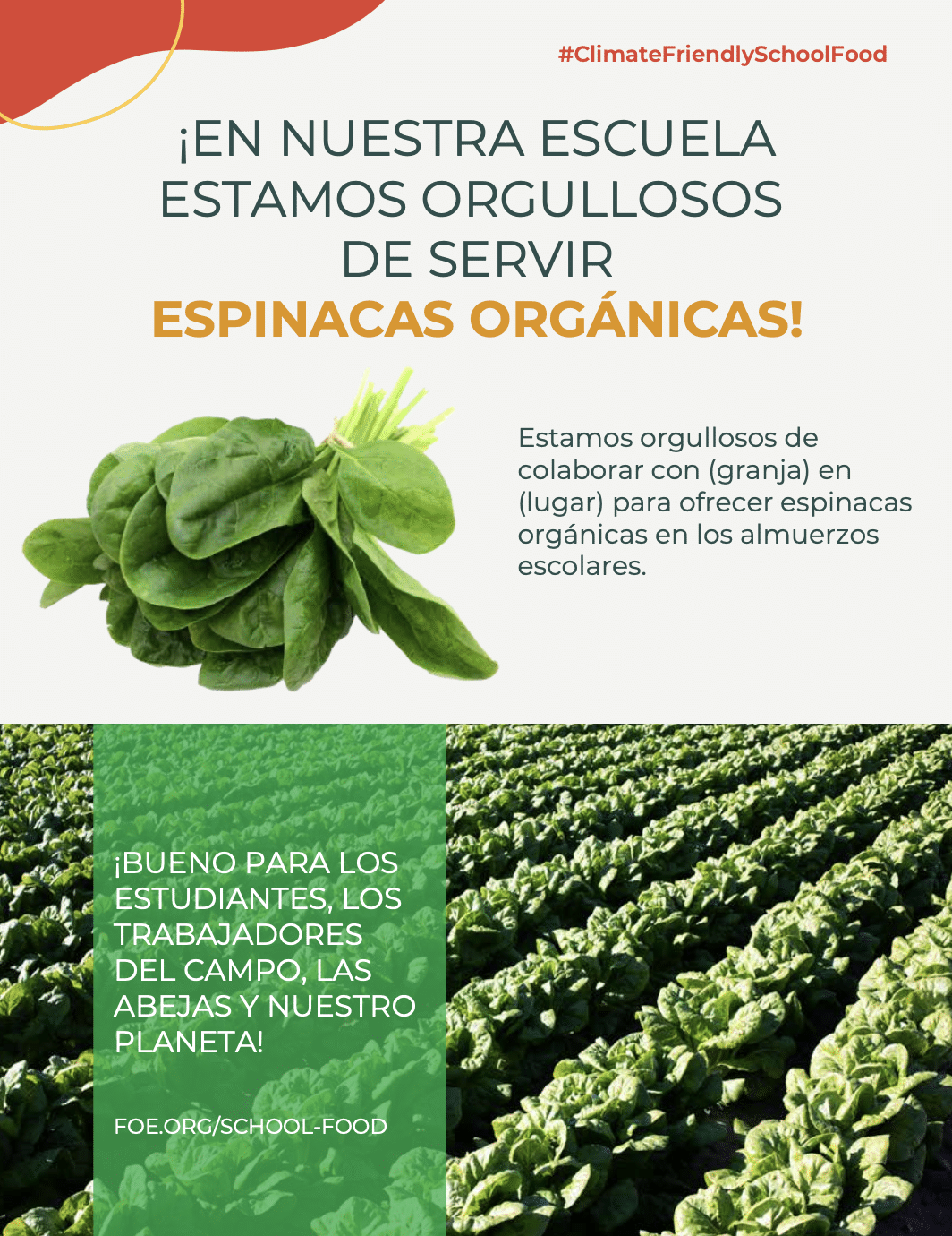 May contain a bunch of spinach next to text about organic spinach.