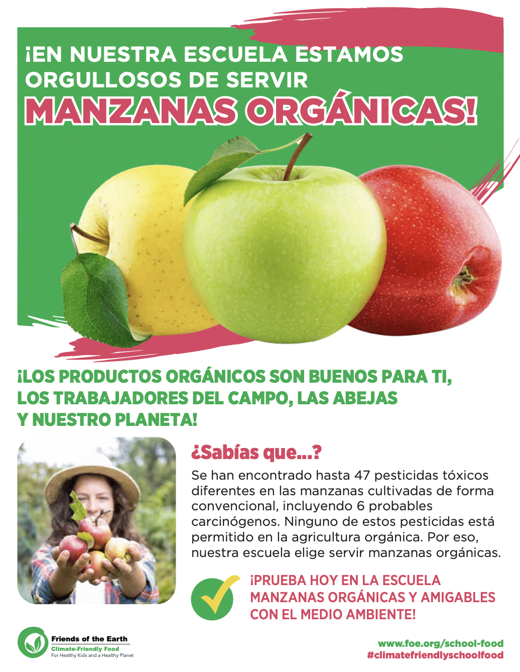 May contain a person holding apples with text about organic apples.