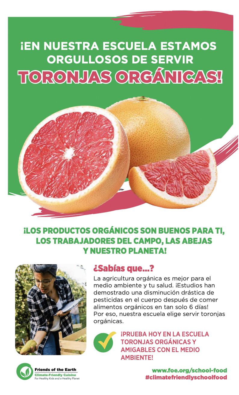 May contain two people, grapefruits, and text about organic food.
