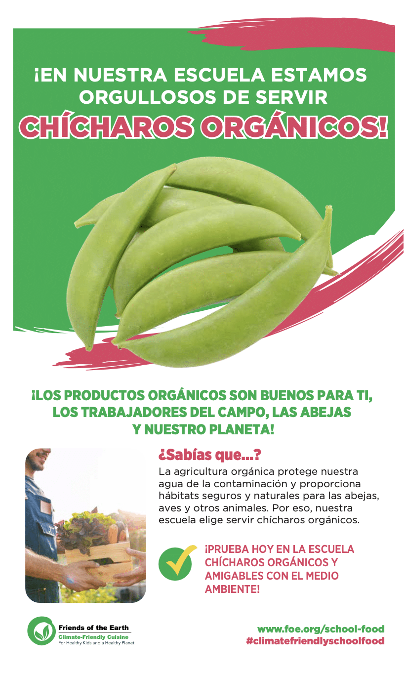 May contain a pile of snap peas and text about organic food.