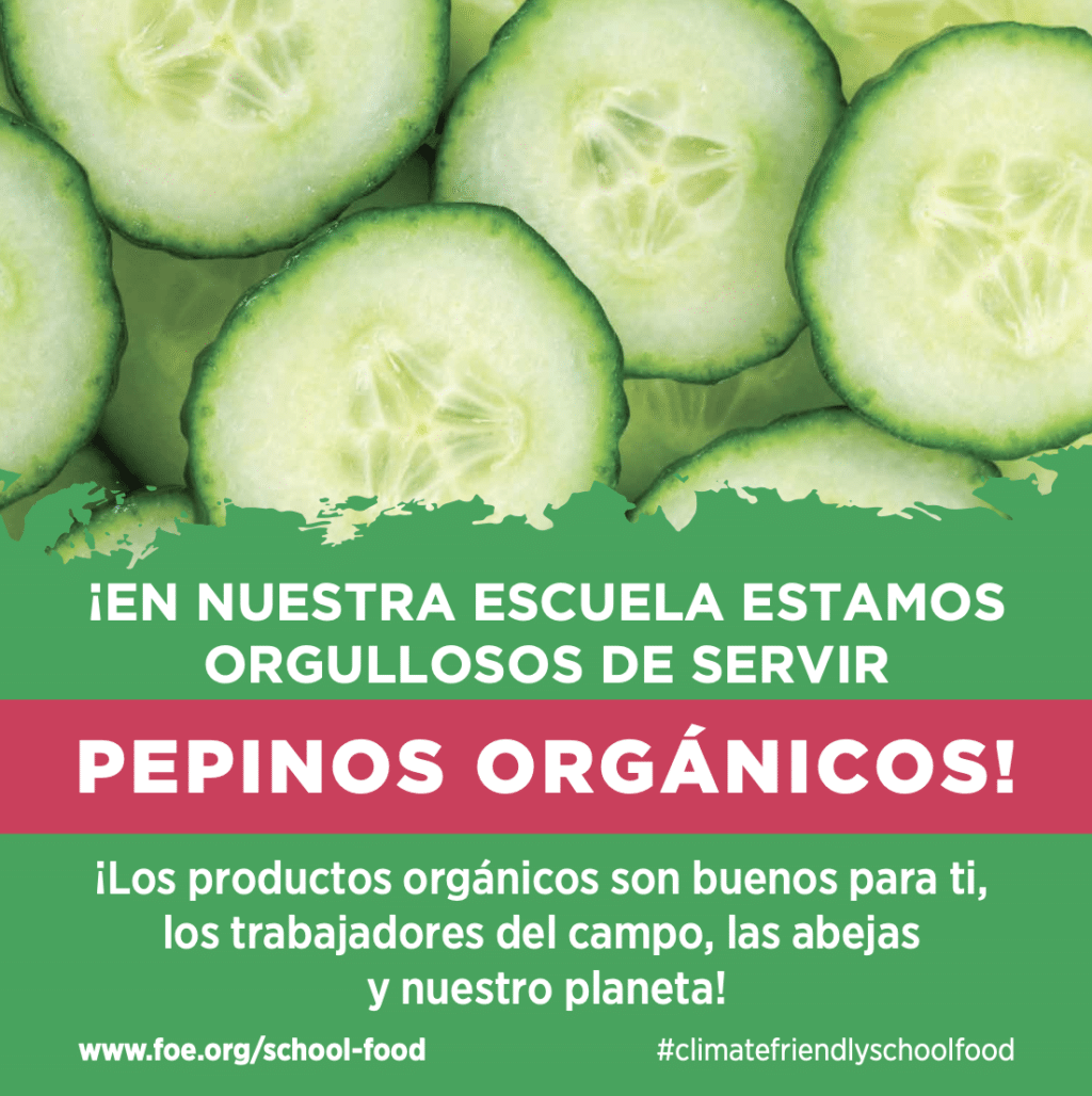 May contain sliced cucumbers and text in Spanish.