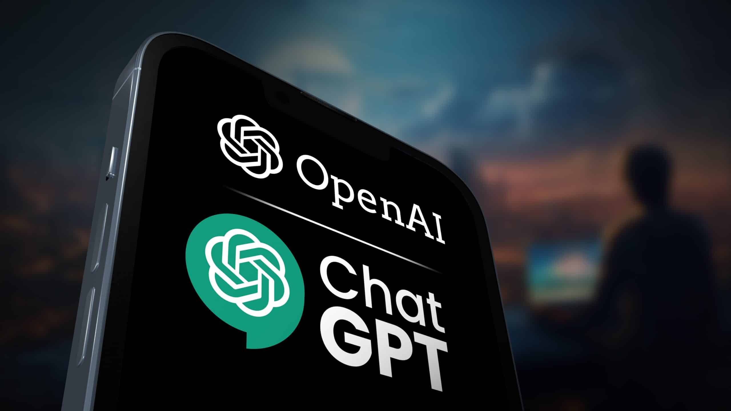 May contain a phone displaying OpenAI and Chat GPT logos, and a silhouetted person.
