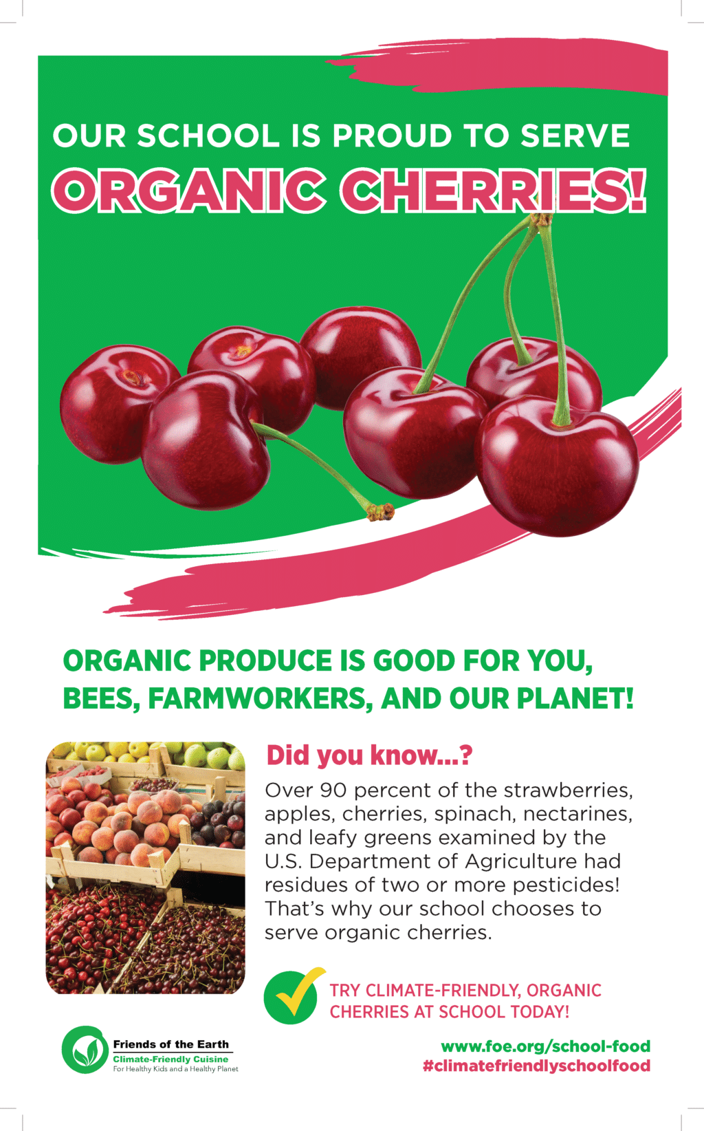 May contain a pile of organic cherries and other fruits.
