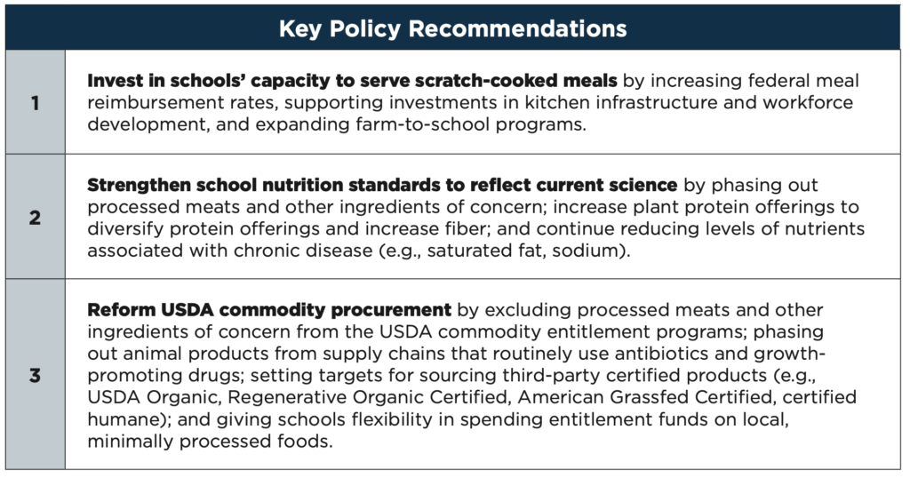 May contain a table with three policy recommendations.